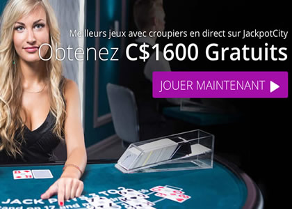 Avec Jackpot City vous pouvez jouer au blackjack en ligne avec des croupiers