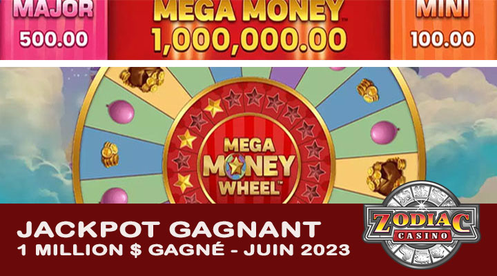 Jackpot de 1 million gagné sur la machine à sous Mega Money Wheel